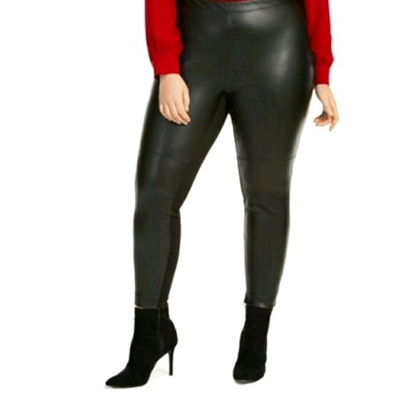 BAR III Faux Leather Black Skinny Pants Zip Large - Picture 1 of 11